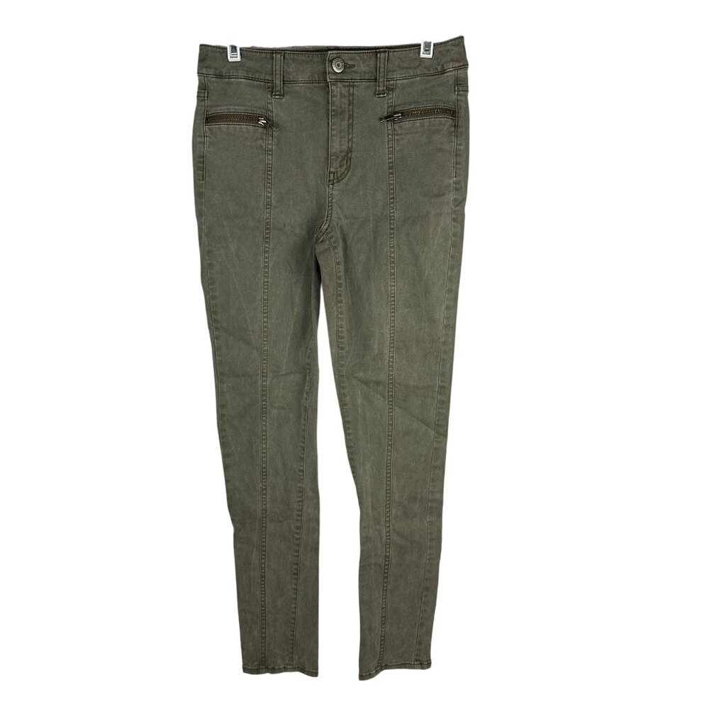 American Eagle Olive Green Skinny Jeans Women Size 4 Cotton Blend Casual Stylish